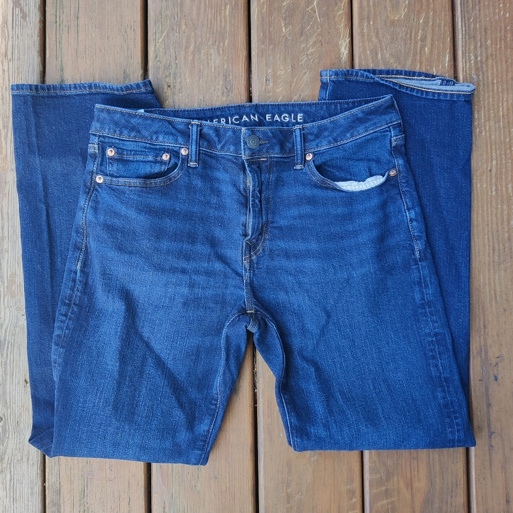 American Eagle Denim Jeans Men 32x32 Airflex+ Original Bootcut Dark Wash Stretch